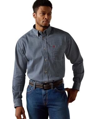 NWOT Ariat FR Work Shirt Mens 2XL-TALL Navy Check Long Sleeve Flame Resistant
